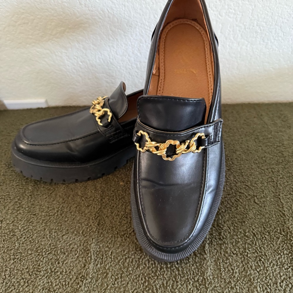 Sam & Libby Black Loafers with Gold Accent
